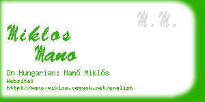 miklos mano business card