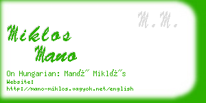 miklos mano business card